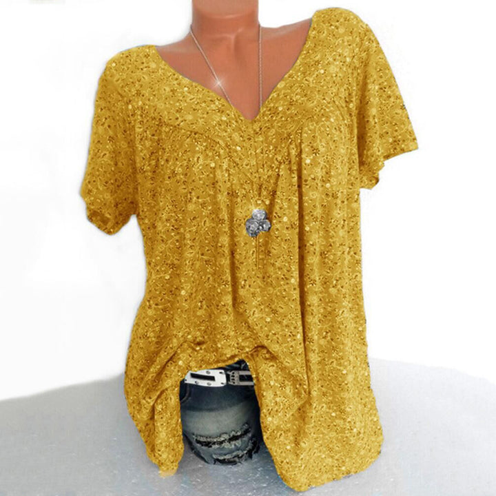 Damen lässige Bluse mit floralen Motiven und luftigen Ärmeln Drune
