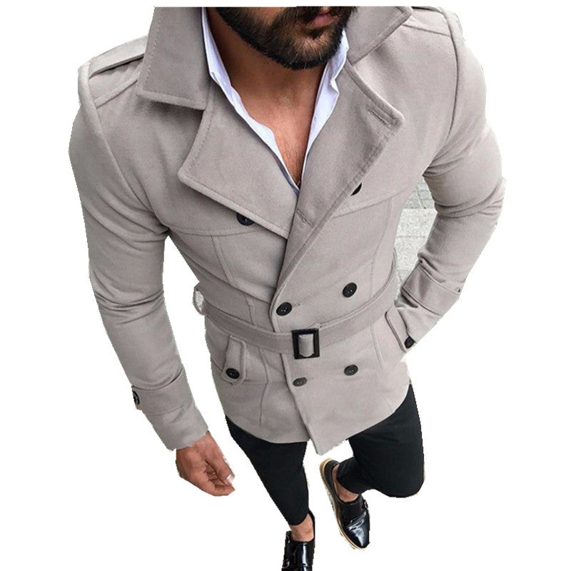 Herren modischer Trenchcoat mit gefüttertem Kragen und Gürtel Drune