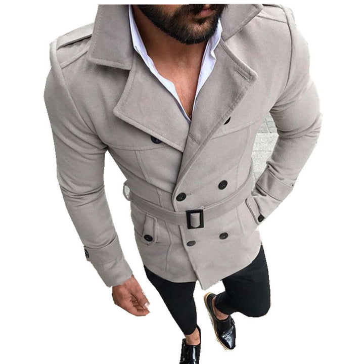Herren modischer Trenchcoat mit gefüttertem Kragen und Gürtel Drune