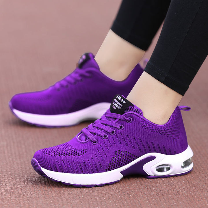 Damen nan leichte Strick-Fitnesssneaker mit sichtbarer Luftkammer-Dämpfung und viskoelastischer Innensohle Drune