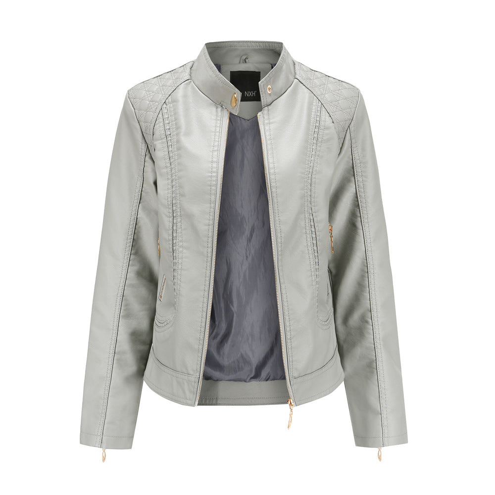 Damen Kunstlederjacke mit modischen Steppdetails Drune