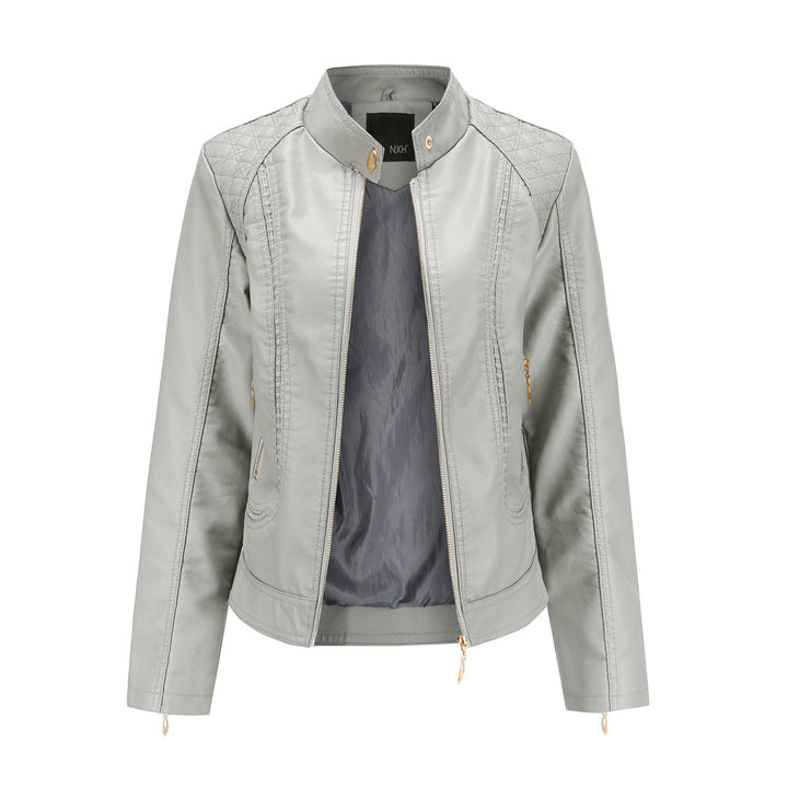 Damen Kunstlederjacke mit modischen Steppdetails Drune