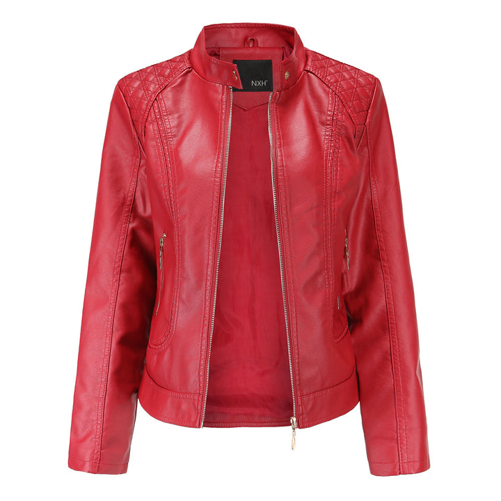 Damen Kunstlederjacke mit modischen Steppdetails Drune