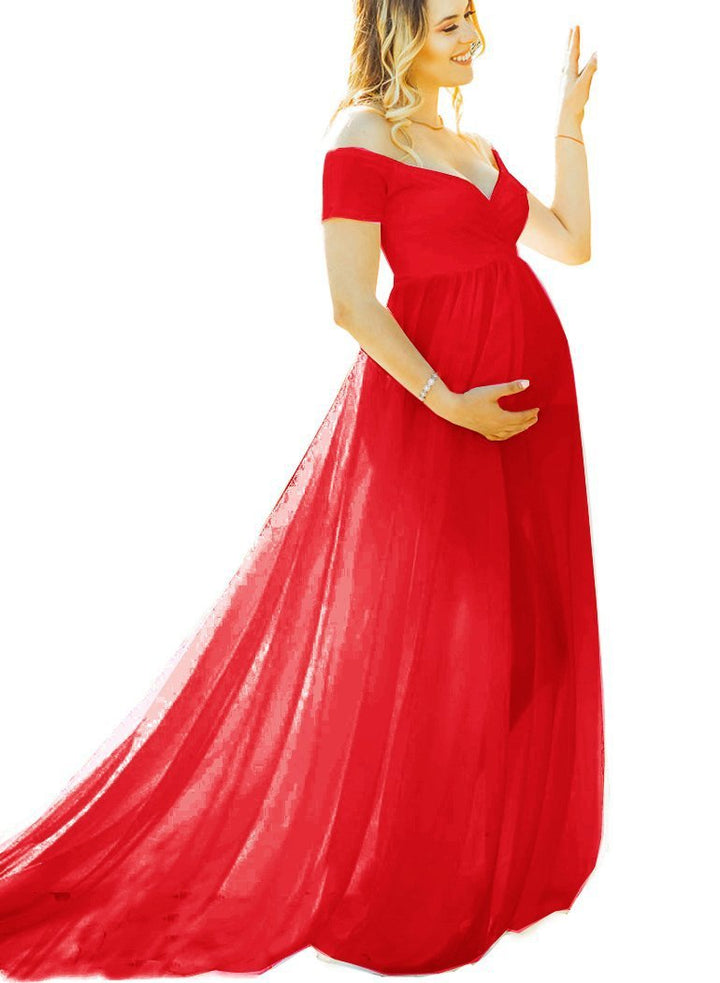 Damen fließendes Chiffon Schwangerschafts-Kleid Drune