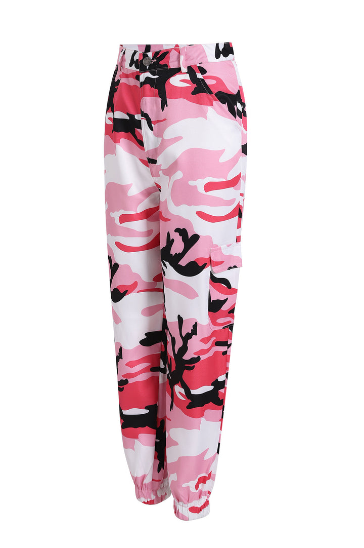 Damen nan Cargohose mit urbanem Camouflage-Print und elastischem Bund Drune