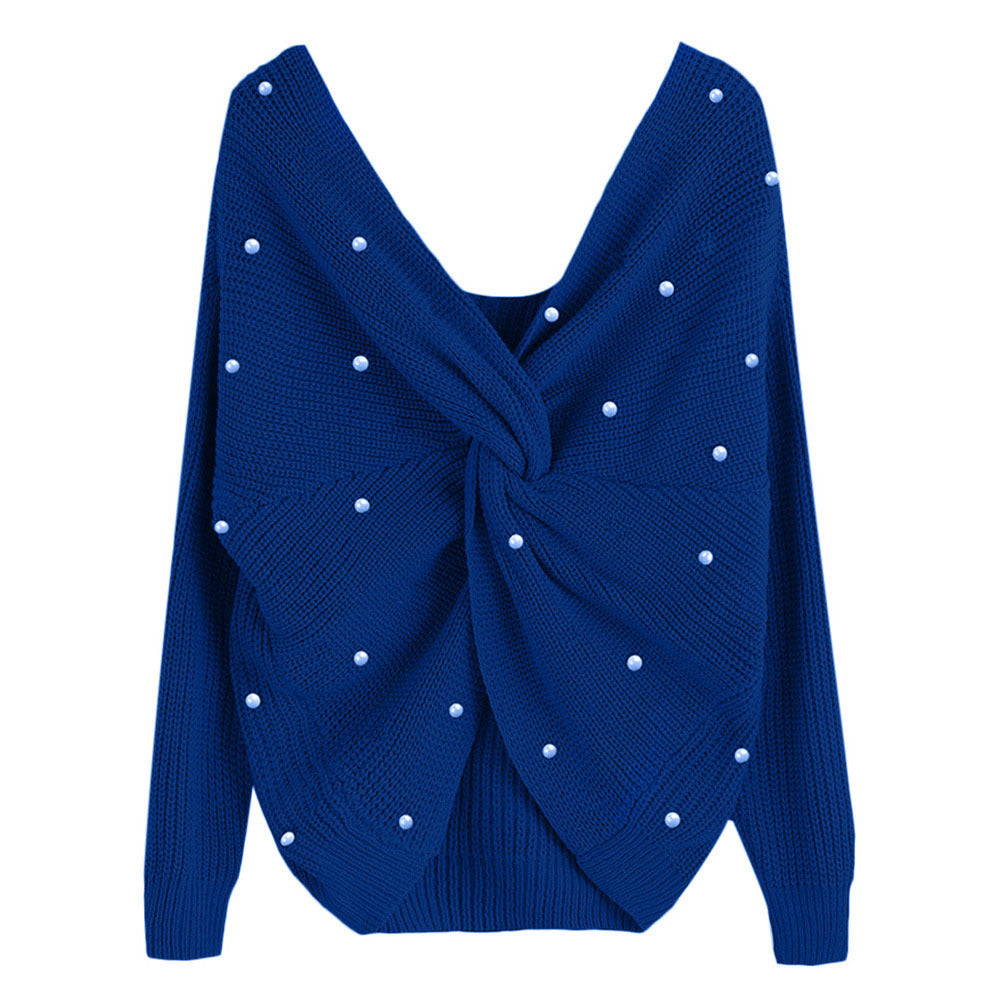 Damen Strickpullover mit Twist-Detail und Perlenbesatz Drune