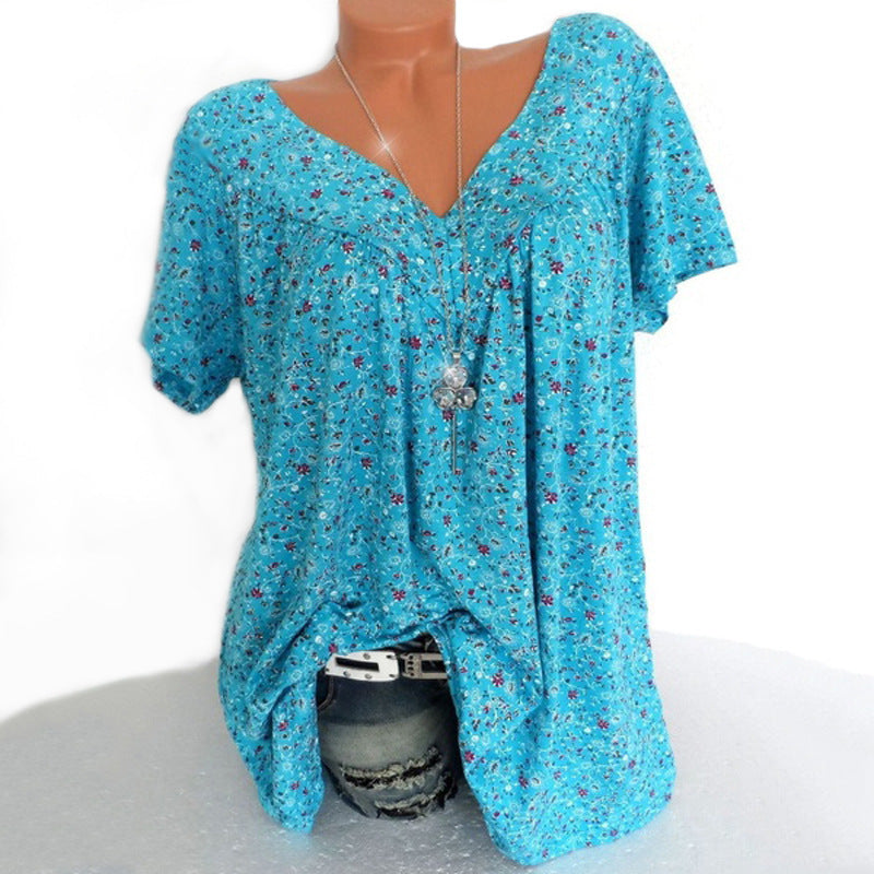Damen lässige Bluse mit floralen Motiven und luftigen Ärmeln Drune