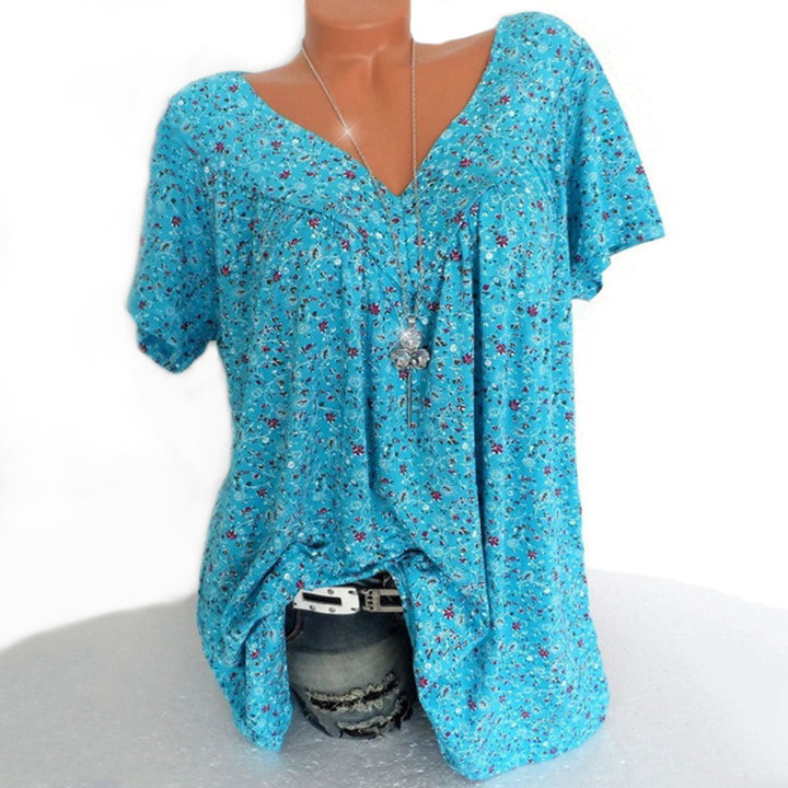 Damen lässige Bluse mit floralen Motiven und luftigen Ärmeln Drune