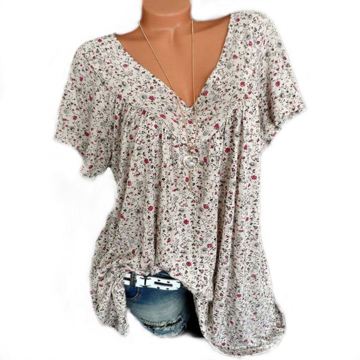 Damen lässige Bluse mit floralen Motiven und luftigen Ärmeln Drune