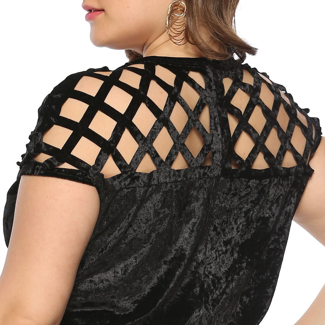 Damen Figurgünstiges Samtkleid mit einzigartigem Netzdesign Drune