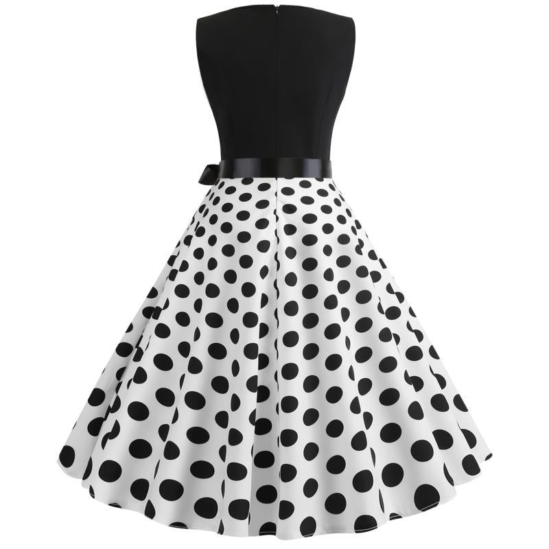 Damen Swingkleid mit kontrastierendem Oberteil und schwingendem Rock Drune