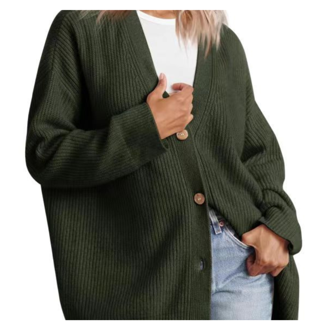 Drune | Schicke Übergroße Strickjacke Mit Knöpfen Für Damen