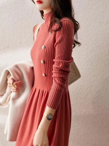 Drune | Kleid - Elegantes Rollkragen Strickkleid