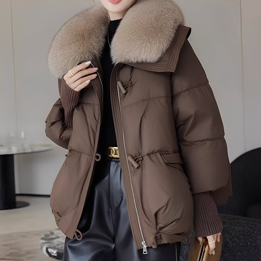 Drune | eleganter Windbreaker Daunenjacke mit Pelzkragen für Frauen