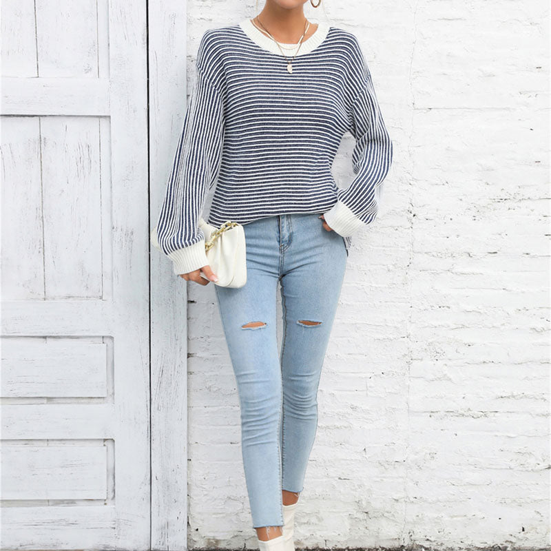 Drune | Klassische Gestreifte Strickjacke Acryl Stylisch und Bequem
