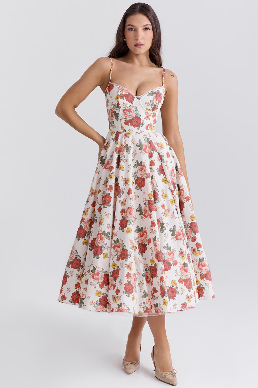 Drune | Luxuriös Ausgestellte Kleid mit Spaghettiträgern für Frauen Hochzeit, Braut und Fest Kasana