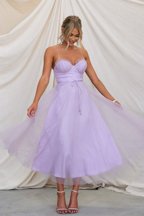 Drune | Rare Beauty Tüll Rückenfreies Midi Kleid