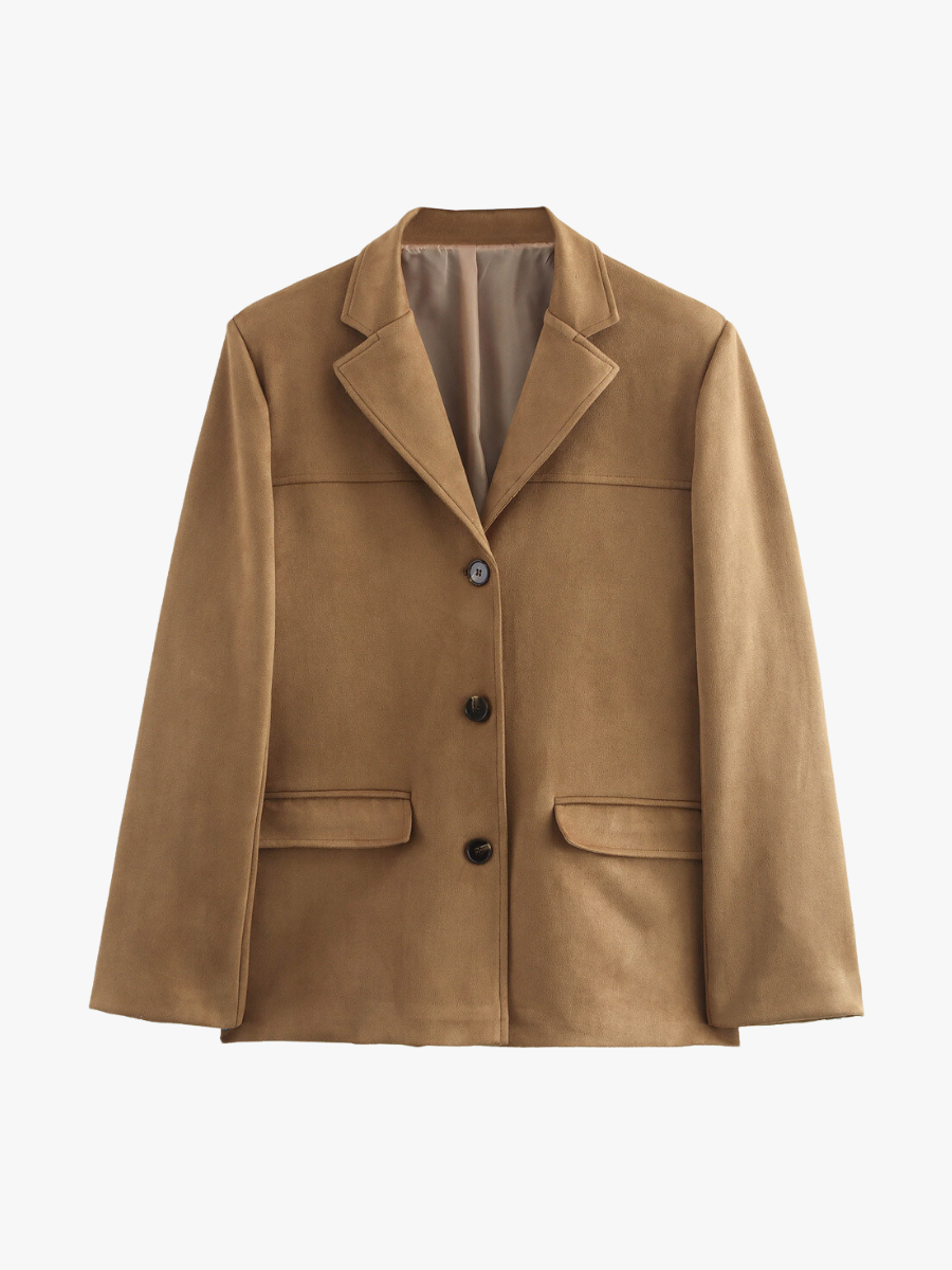 Drune | Klassischer Blazer Aus Wildleder Imitat Braun