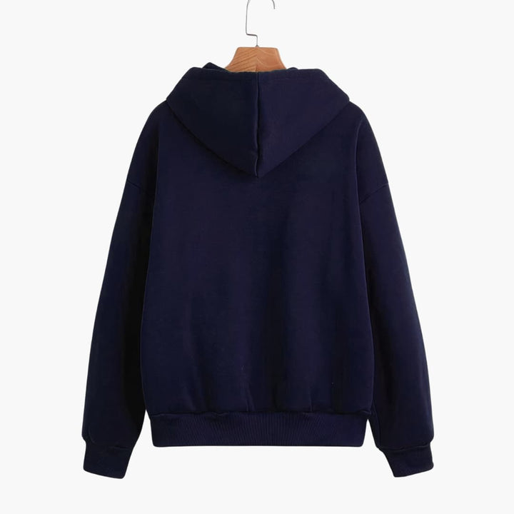 Drune | Einfarbiger Kapuzenpullover mit Reißverschluss für Damen
