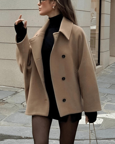Drune | Wolle-Mischung Cape Mantel - Elegant & Schick - Minimalistischer Stil - Raffinierte Schichtung