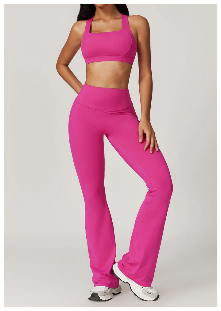 Drune | Stylische Fitness Hohe Taille Flare Yoga-Hose