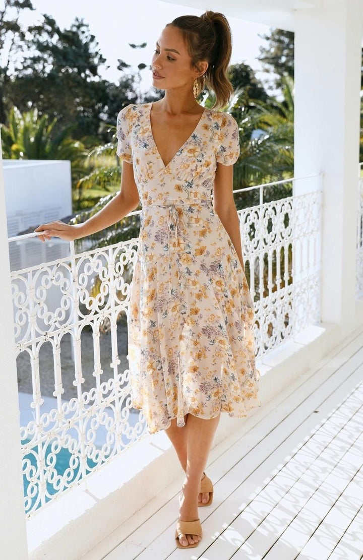 Drune | Kleid in Midi Länge, Ideal Für Frühling Und Den Täglichen Gebrauch