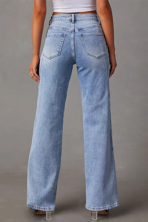 Drune | Rosiedress Zeitlose Zerlegte Gerade Bein Splice Jeans