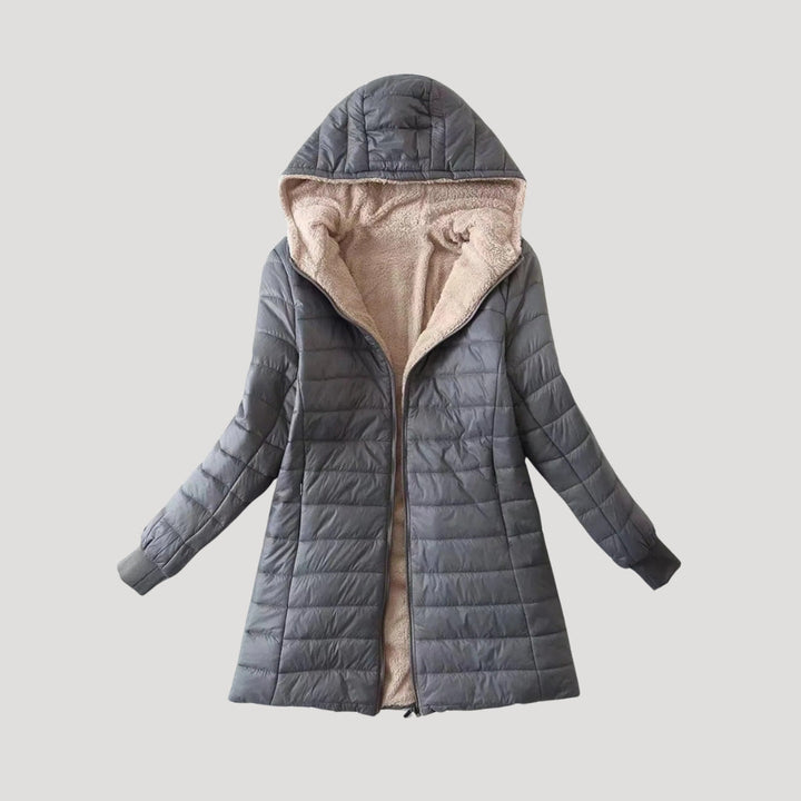 Drune | Damen lange Pufferjacke Wintermantel mit Kapuze