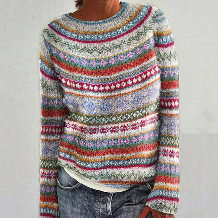 Drune | Bunter Pullover für Frauen mit langen Ärmeln für den Winter