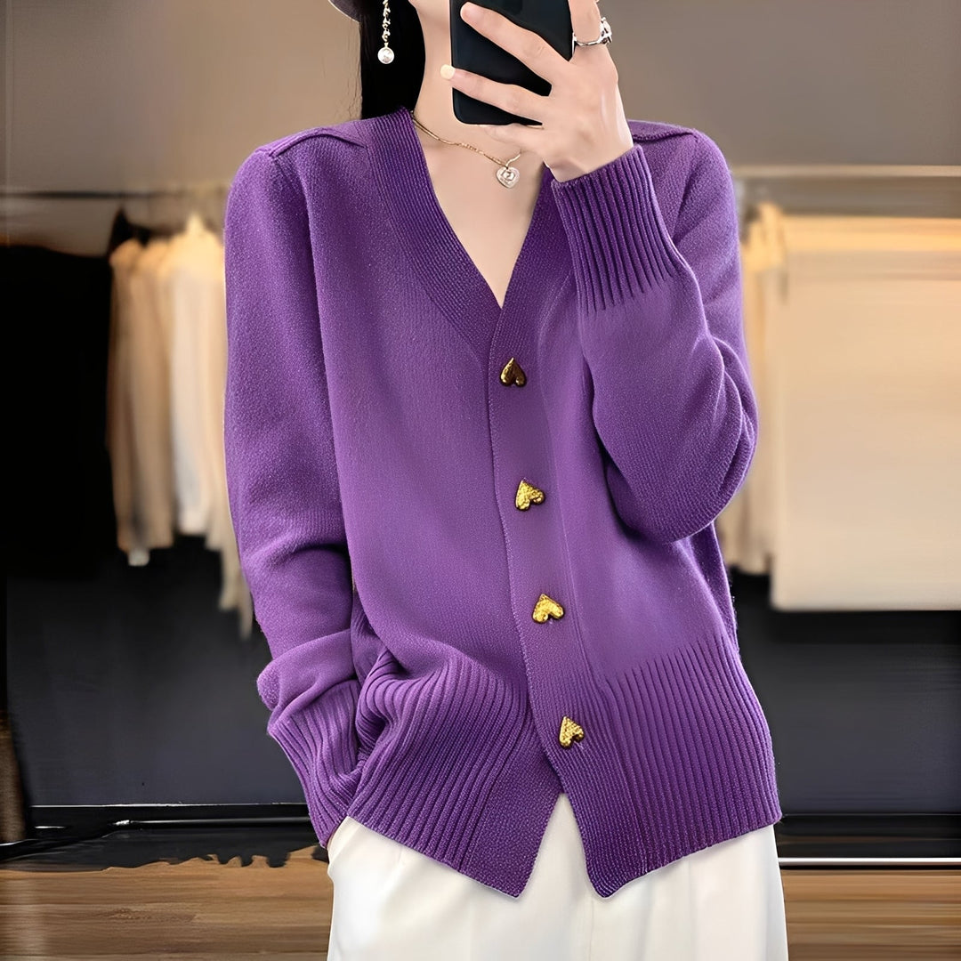 Drune | Strickjacke mit Herzknöpfen für Frauen