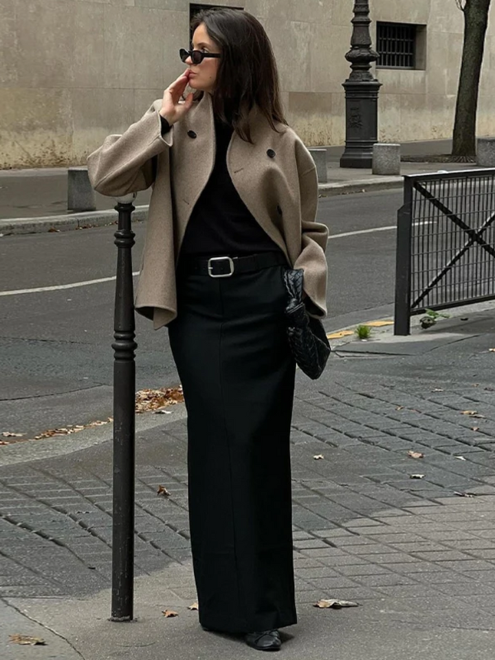 Drune | Asymmetrischer Trenchcoat Damen mit Breitem Revers und Doppeltverschluss