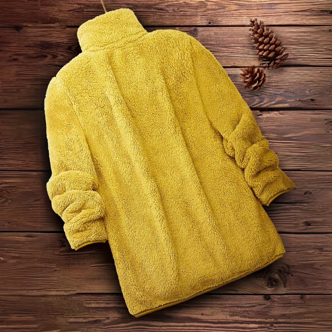 Drune | Damen Teddy Zip-Up Pullover Lässig Langarm Winterjacke