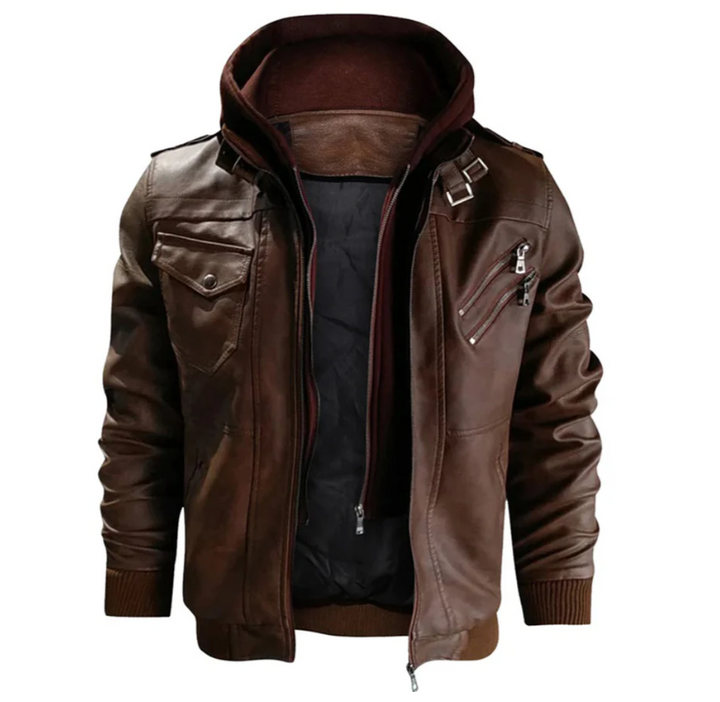 Drune | Lederjacke Mit Kapuze Für Herren