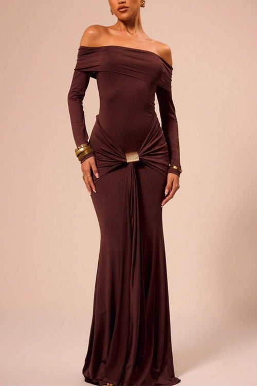 Drune | Rosiedress Off Shoulder Knoten Front Bodycon Maxi Party Kleid