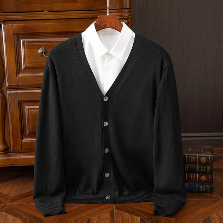 Drune | Herren Strickjacke Mit Knöpfen, Leichtes Material, V-ausschnitt, Klassischer Stil