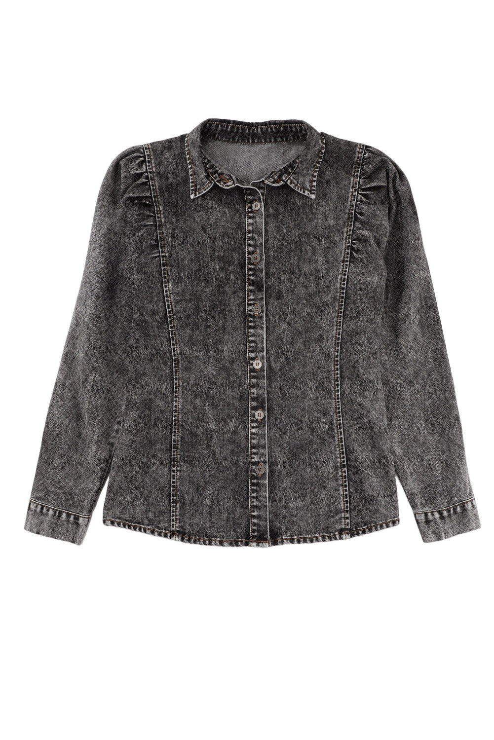 Drune | Denim-bluse mit Puffärmeln Baumwolle Klassischer und Eleganter Stil