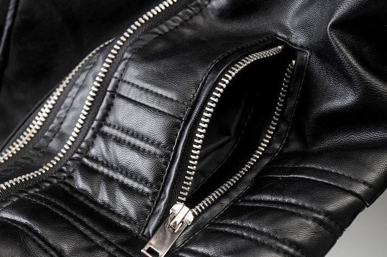 Drune - Revers Reißverschluss Slim Fit Lederjacke