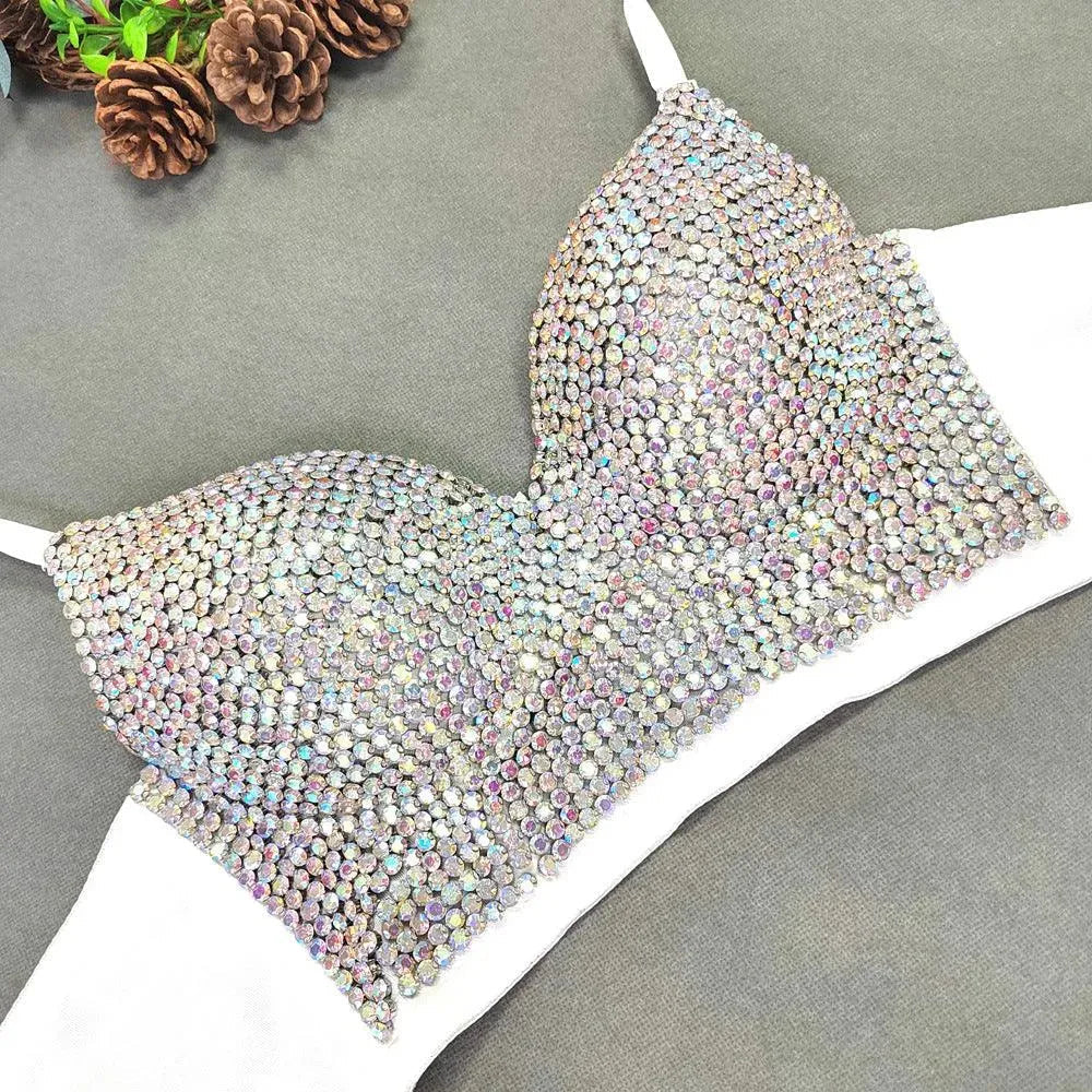 Drune | Top sexy mit V-Ausschnitt im Bustier-Stil mit leichten Diamanten
