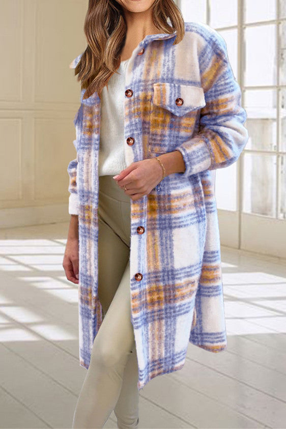 Drune | Karierte Tweed Lange Mantel