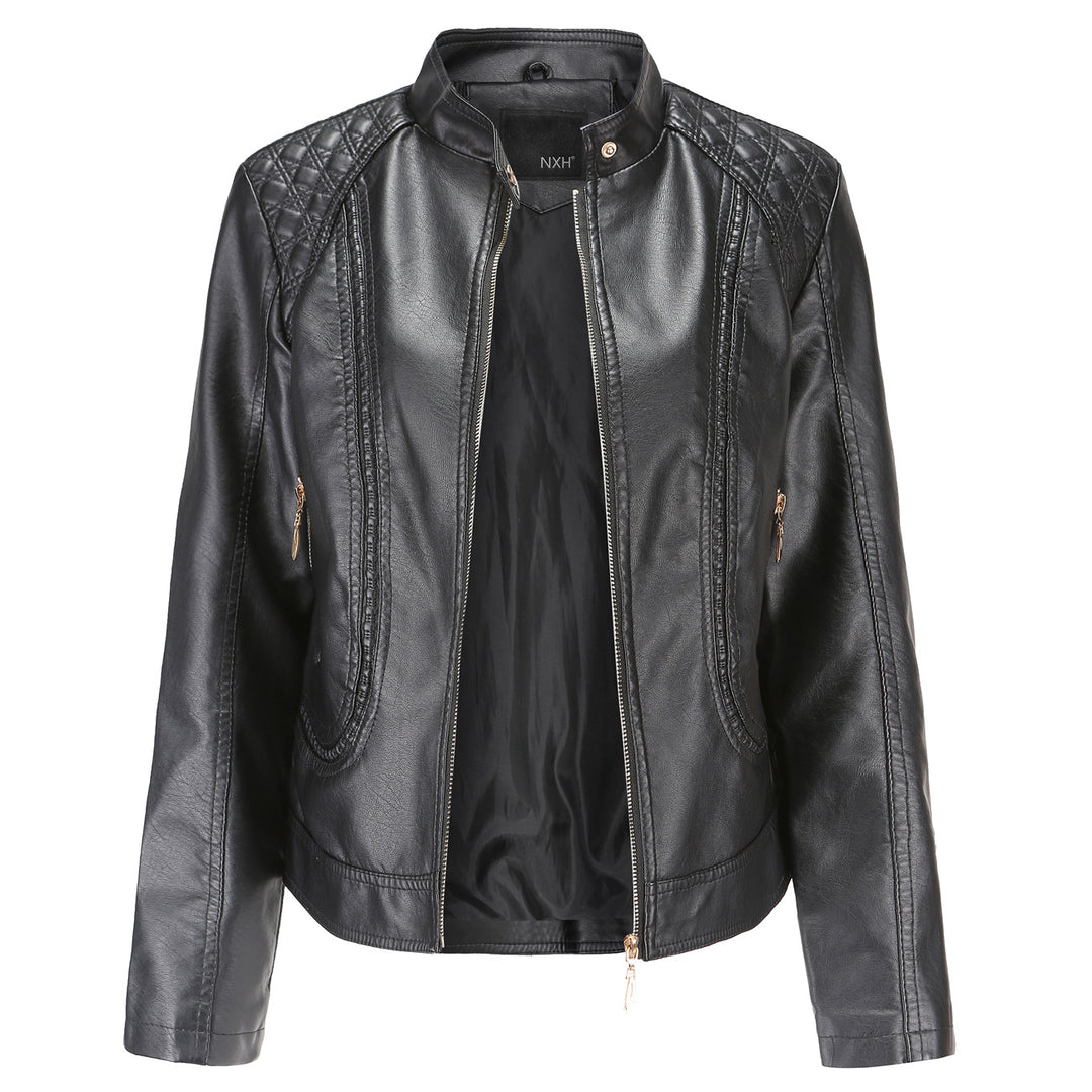Damen Kunstlederjacke mit modischen Steppdetails Drune