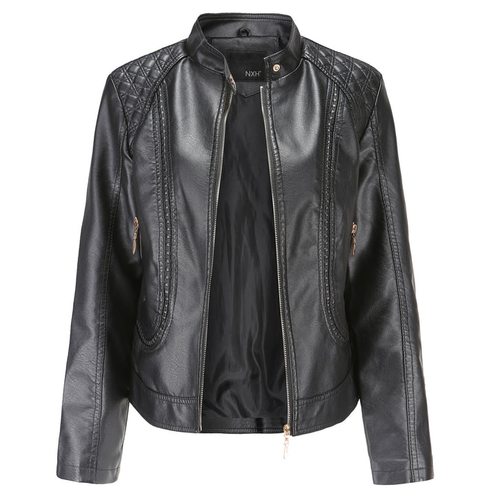 Damen Kunstlederjacke mit modischen Steppdetails Drune