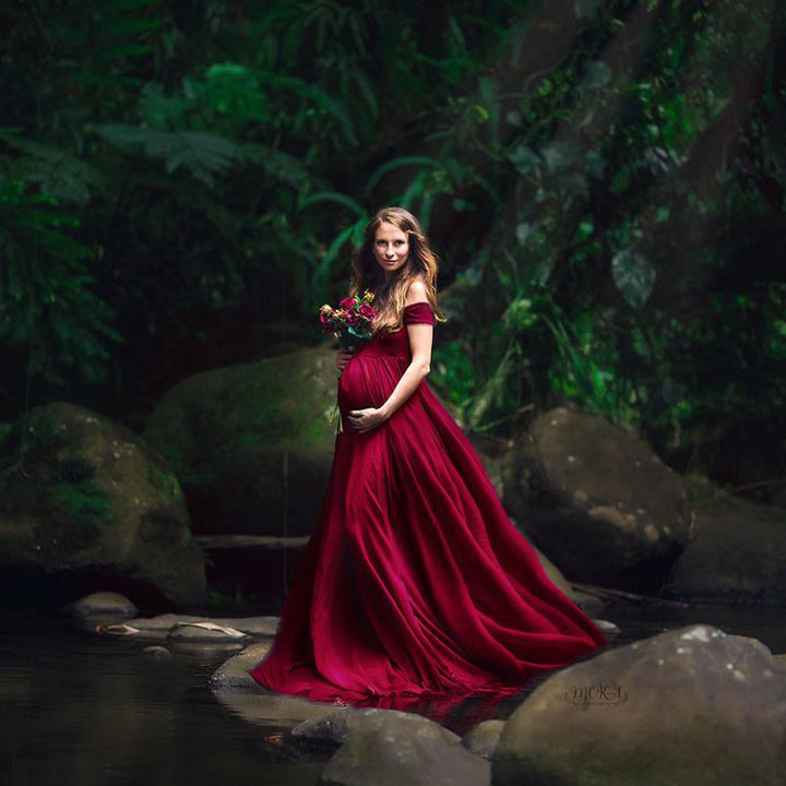 Damen fließendes Chiffon Schwangerschafts-Kleid Drune