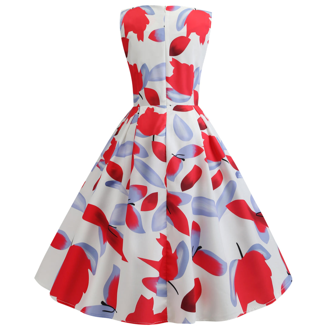 Damen Swingkleid mit floralen Mustern und taillierter Silhouette Drune