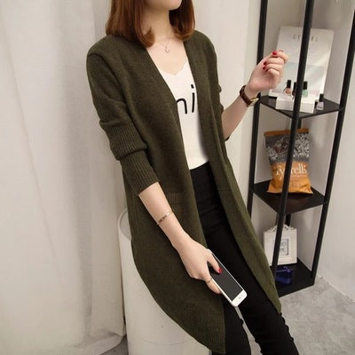 Damen Langer Strickcardigan mit lässiger Passform und tiefem V-Ausschnitt Drune