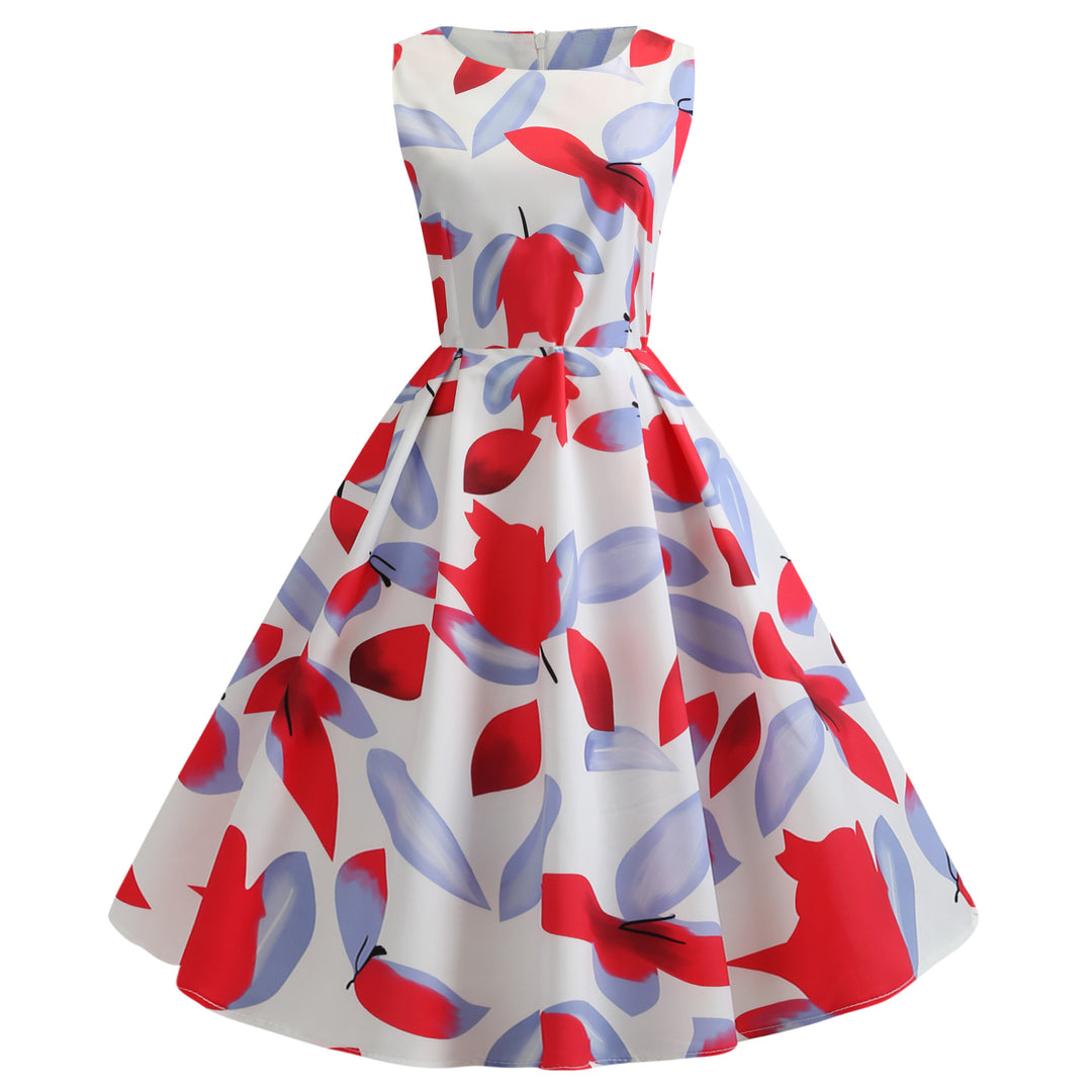 Damen Swingkleid mit floralen Mustern und taillierter Silhouette Drune