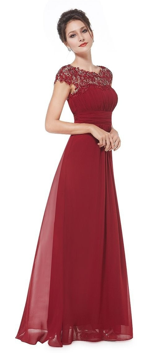 Damen Maxikleid mit höchster Eleganz und feinen Spitzenapplikationen Drune