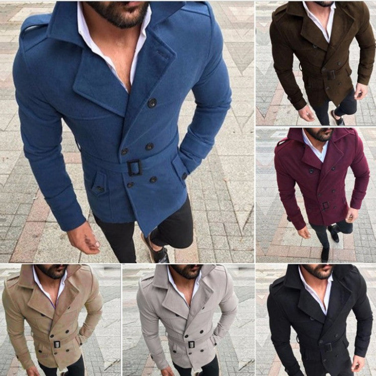 Herren modischer Trenchcoat mit gefüttertem Kragen und Gürtel Drune