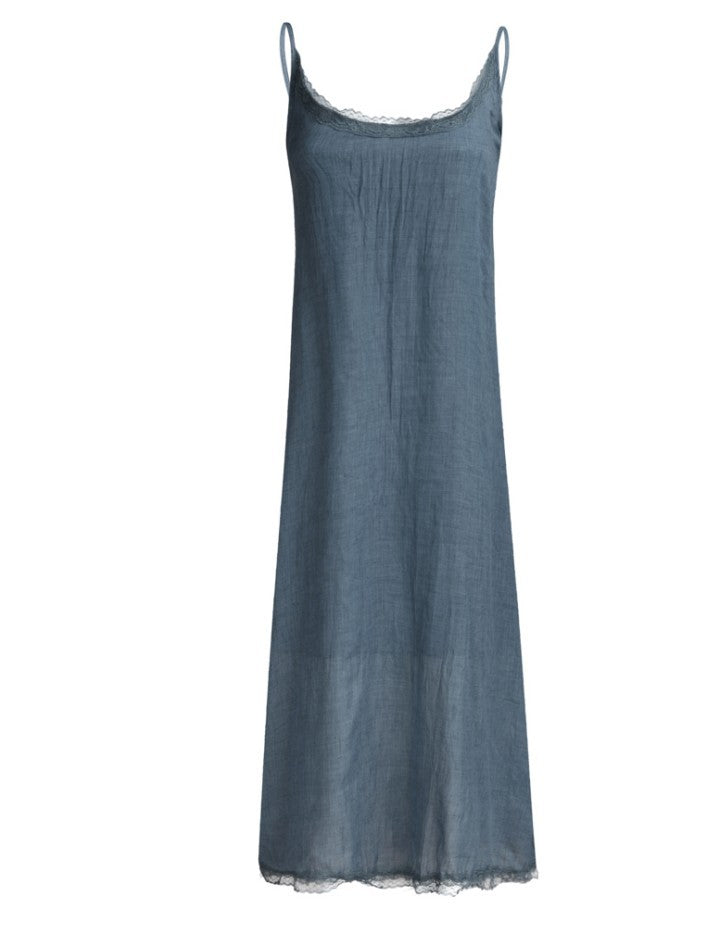 Damen lässiges Maxikleid im Boho-Stil mit Spitzendetails Drune