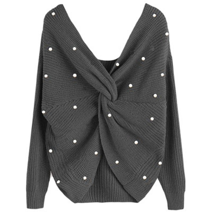 Damen Strickpullover mit Twist-Detail und Perlenbesatz Drune