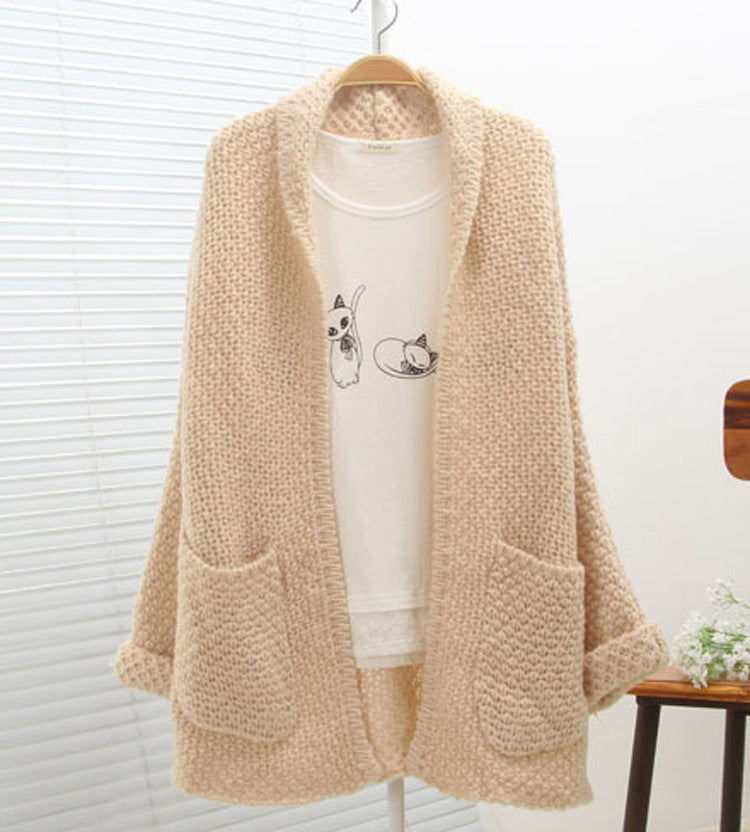 Damen Grobstrick-Cardigan mit offenen Kanten und praktischen Taschen Drune